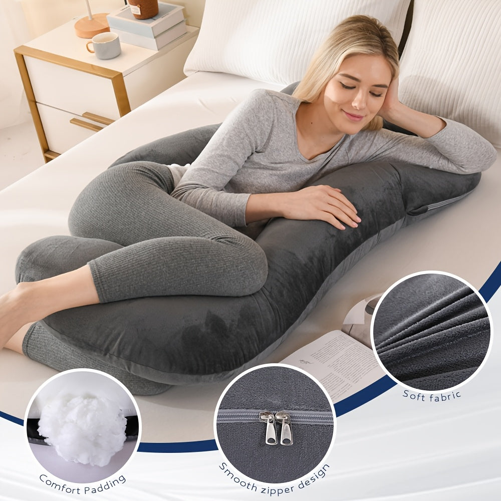 J-Shaped Full-Body Maternity Pillow