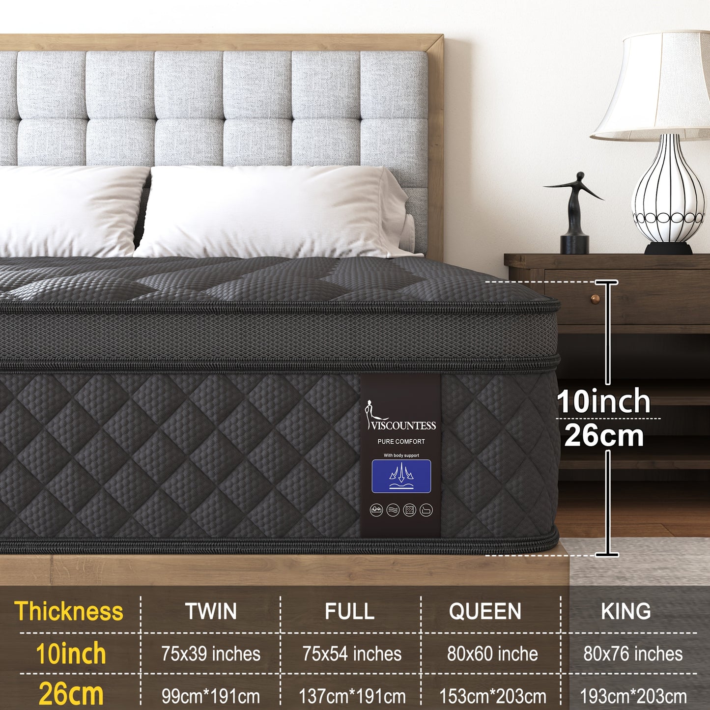 Viscountess Hybrid Cooling Gel Mattress